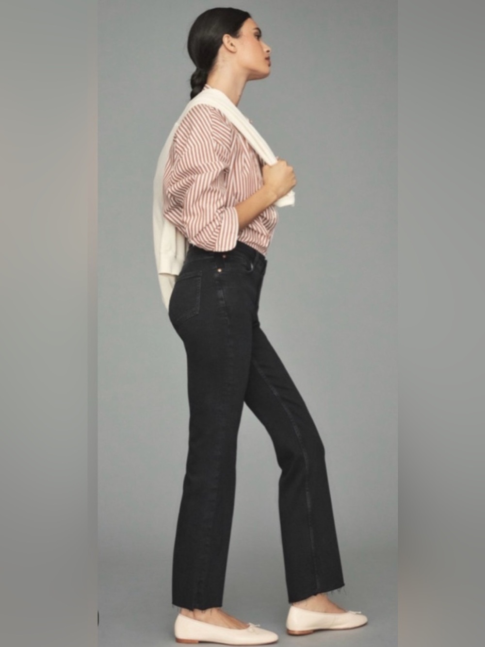 Anthropologie Pilcro Black Midrise Crop Flare Jeans Women Size 30